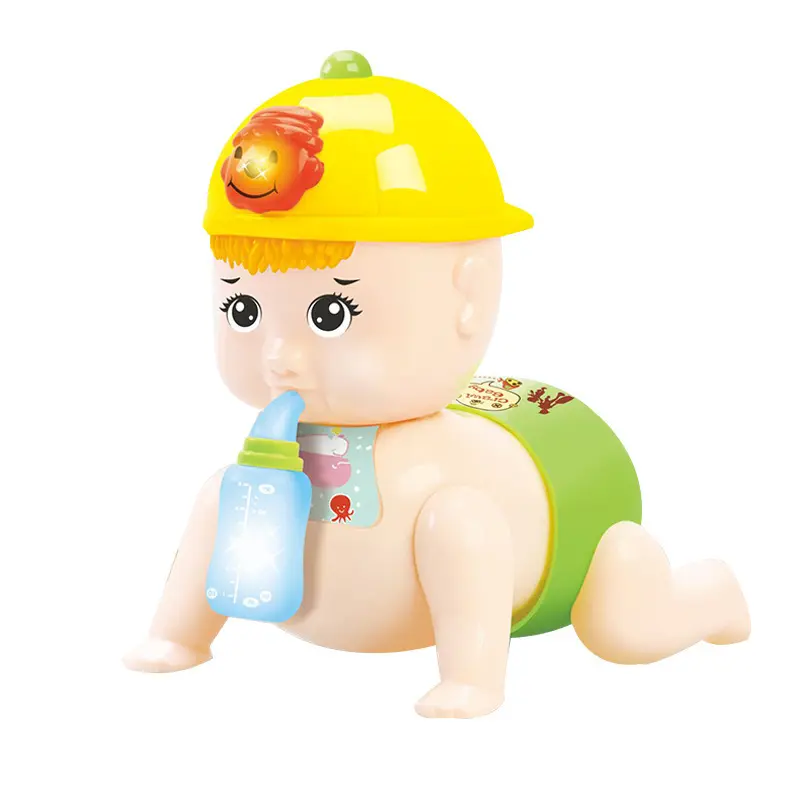 Customizable music light climb doll with Feeding bottle for kids doll toy with light and music