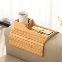 Support de tasse et plateau de rangement mural anti-déversement en bambou pour canapé, pour tasses, collations et télécommandes