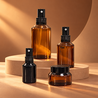 Bouteilles en verre cosmétiques noires ambrées en gros, pots en verre 15g 30g 50g, flacons vaporisateurs de sérum et lotion en verre 30ml 50ml 100ml
