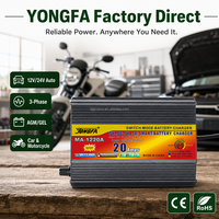 Chargeur de batterie intelligent 12V 20A en alliage d'aluminium avec affichage numérique pour voiture, moto, batterie au plomb-acide