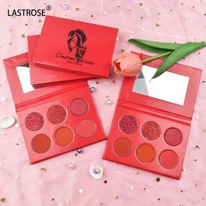 Nuevo diseño Navidad sombra de ojos al por mayor Etiqueta Privada rojo 6 colores paleta de sombras de ojos maquillaje brillo sombra de ojos - Product Image 3