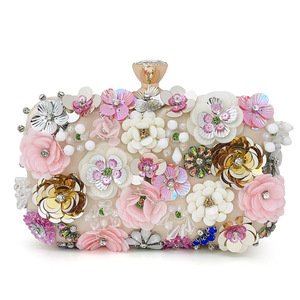 Nouvelle Pochette de Soirée Tendance pour Femme, Sac à Main Fleur Multicolore avec Chaîne, Sac à Bandoulière Fleurs 3D - Product Image 1