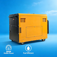 Groupe électrogène diesel silencieux 5 kW triphasé 50 Hz double tension 220 V 380 V avec ATS, modèle en coffret pour usage résidentiel et commercial