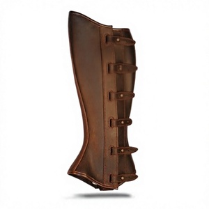 Genuine Leather English Half <b>Chaps</b> Buckle Closure Equestrian <b>Riding</b> - Product Image 1