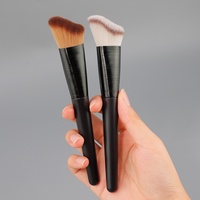 Pinceau de maquillage multifonctionnel en bois, en forme de fer à cheval, pour le contouring du visage, effet vague, en stock
