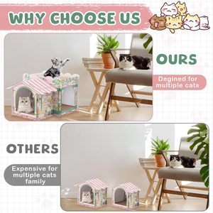 <span class=keywords><strong>Casa</strong></span> <span class=keywords><strong>de</strong></span> Cartón <span class=keywords><strong>de</strong></span> 2 Pisos para Gatos con Rascador para Gatitos Pequeños, Conejos y Animales Pequeños, Regalo <span class=keywords><strong>de</strong></span> Navidad o Cumpleaños - Product Image 3