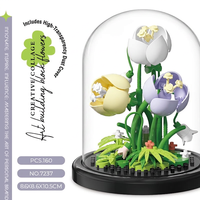 Ensemble de blocs de construction floraux 160 pièces, kit de modèle de bouquet artistique en ABS avec couvercle anti-poussière, jouet DIY pour les 7-9 ans, décoration maison et bureau
