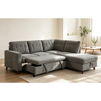 Canapé-lit convertible en tissu écologique de conception européenne en forme de L, 2 places, avec ottoman de rangement pour salon