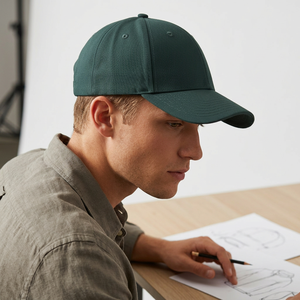 Gorra de Béisbol de Algodón Verde Sólido de 6 Paneles para Hombre, Ajustable, Estilo Casual - Product Image 3