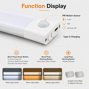 Smart Motion <b>Sensor</b> LED Wall <b>Light</b> Aluminum Alloy Rechargeable Wireless Cabinet Lamp Magnetic Under Cabinet Lighting B2B - Product Image 2
