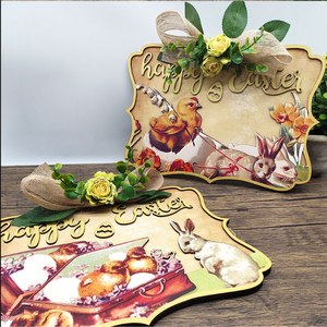 Conjunto de Decoração Festiva de Páscoa para Casa com Tema de Coelho e Pintinho, Decoração Vintage de Páscoa com Ornamentos de Coelho de Madeira - Product Image 2