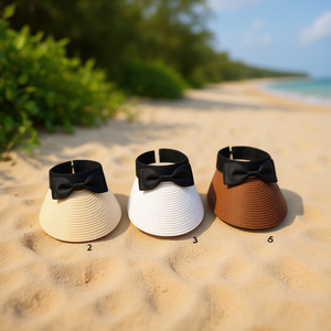 Visera con Lazo, Beige, Blanco, Marrón, Talla Única, Protección Solar para el Verano - Product Image 3