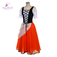 26060 Costume de danse long Giselle romantique noir blanc et orange pour Costumes de ballet de performance