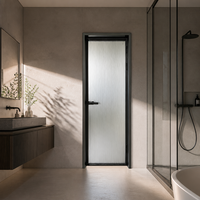 Porte de douche à simple battant en alliage d'aluminium au design moderne, double vitrage trempé, porte d'entrée de salle de bain