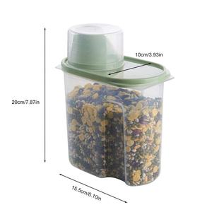 Contenitore per alimenti in plastica trasparente con coperchio ermetico colorato e tazza di misurazione cereali, legumi e <span class=keywords><strong>Dispenser</strong></span> di alimenti secchi - Product Image 3
