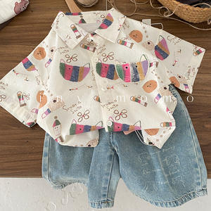 Chemise à manches courtes pour garçons é<span class=keywords><strong>t</strong></span>é 2026, nouvelle collection légère avec imprimé dessin animé, polyvalente et élégante, hauts tendance pour garçons - Product Image 1