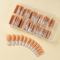 120 Pièces Caméléon Laser Faux Ongles ABS Café Couleur Gel Blanc Base Portable Court Conception Amande pour Long/Court Réutilisable