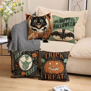 Halloween-themed Linen Knitted Cartoon <b>Throw</b> Pillows Scary Party Decorations <b>Chair</b> Cushions Living Room Sofas Pumpkin Hotel - Product Image 1