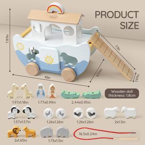 Juguete de Madera Montessori Magicolor, Arca de Noé DIY, Clasificador de Formas de Animales, Juego Educativo de Emparejamiento, Pintura Ecológica para Navidad - Product Image 5