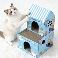 Vente en gros directe usine : Maison pour chat ondulée à 2 niveaux, structure emboîtable personnalisable, avec zone à gratter