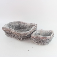 Pot Bunga Ramah Lingkungan Motif Rotan Elips Gaya Rustic, Pot Tanaman Lumut Salim untuk Dekorasi Pemakaman, Taman Rumah, dan Pajangan Belanja