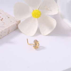 Clous de Nez en Forme de L pour Femme, Bijoux de Piercing en Forme de CZ, Bijoux d'Or et d'Argent, en Gros - Product Image 5