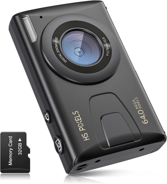 CCN Digital Camera 64 MP CMOS 3.0 Inch Screen >7x Optical Zoom Displacement Image Stabilization Portable Compact 32 GB TF Card