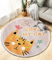 Dessin animé lunettes chat rond salon tapis chambre d'enfants tapis de chevet Simple thé Table tapis mignon anti-dérapant tapis
