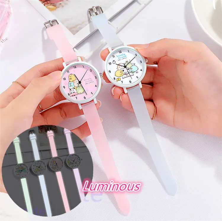 Fashion Quartz watches Luminous Band Watch For Women Student Large Dial Cute cartoon Gift