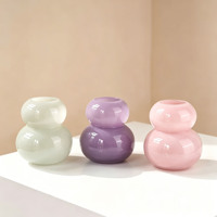 Mini vase en verre créatif en forme de gourde, vase hydroponique pour plantes, support pour fleurs séchées, décoration de bureau à domicile, ornement