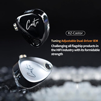 Écouteurs filaires KZ Castor IEM avec 16 effets sonores, double dynamique 2DD, 20-40000Hz, câble détachable, prise jack 3,5 mm, écouteurs intra-auriculaires