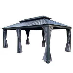 YASN 12 'X 20 'Aluminium Pavillon Baldachin Garten Hardtop Pavillons mit verzinktem Stahl Doppel dach