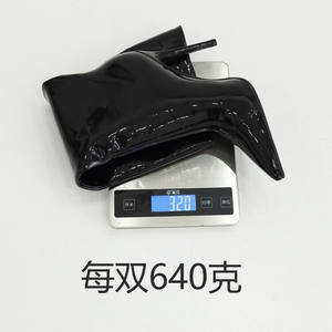 Chaussures à <span class=keywords><strong>gros</strong></span> pieds Automne et hiver Cuir noir brillant Casual Sexy Luxe Mode <span class=keywords><strong>Bottes</strong></span> mi-mollet pour femmes - Product Image 6