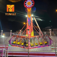 Manège Kamikaze mobile sur remorque, personnalisé, portable, hauteur 10m, 24 places, équipement d'amusement de fête foraine extérieur en promotion