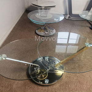 طاولة قهوة مستديرة ذات جرس زجاجي بتصميم فريد مع تروس للاستخدام المنزلي كأثاث لغرفة المعيشة - Product Image 3