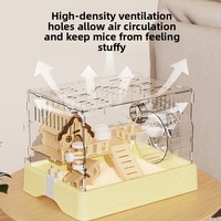 Grande cage à hamster en bois et acrylique transparent avec plateforme pour maison chaude d'hiver pour hamster syrien nain