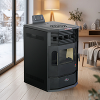 Cheminée à granulés de bois autoportante en acier moderne avec verre trois faces, protection contre la surchauffe, efficace et écologique pour villa intérieure