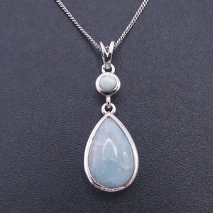 Collar con Colgante de Larimar Azul Natural en Forma de Pera, Joyería de Plata de Ley 925, Venta al por Mayor - Product Image 3