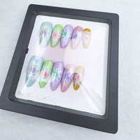100% uñas artificiales hechas a mano Flor de color en forma de almendra uñas portátiles hechas a mano reutilizables de alta calidad