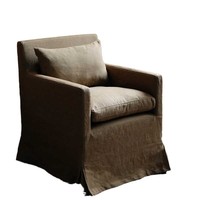 Fauteuil de loisirs moderne style Wabi-Sabi, entièrement déhoussable et lavable, en lin et coton, avec structure en bois massif, pour salon