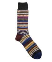 Printemps Automne Tendance Hommes Femmes Vintage Machine Jacquard Plusieurs Couleurs Tribal Ethnique Rayé Coton Mid Tube Chaussettes Unisexe