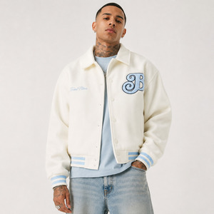 Wholesale <b>Varsity</b> <b>Jacket</b> Cotton Polyester Logo Embroidery Loose Fit Letterman <b>Jacket</b> <b>Vintage</b> Streetwear Men Baseball <b>Jacket</b> - Product Image 2