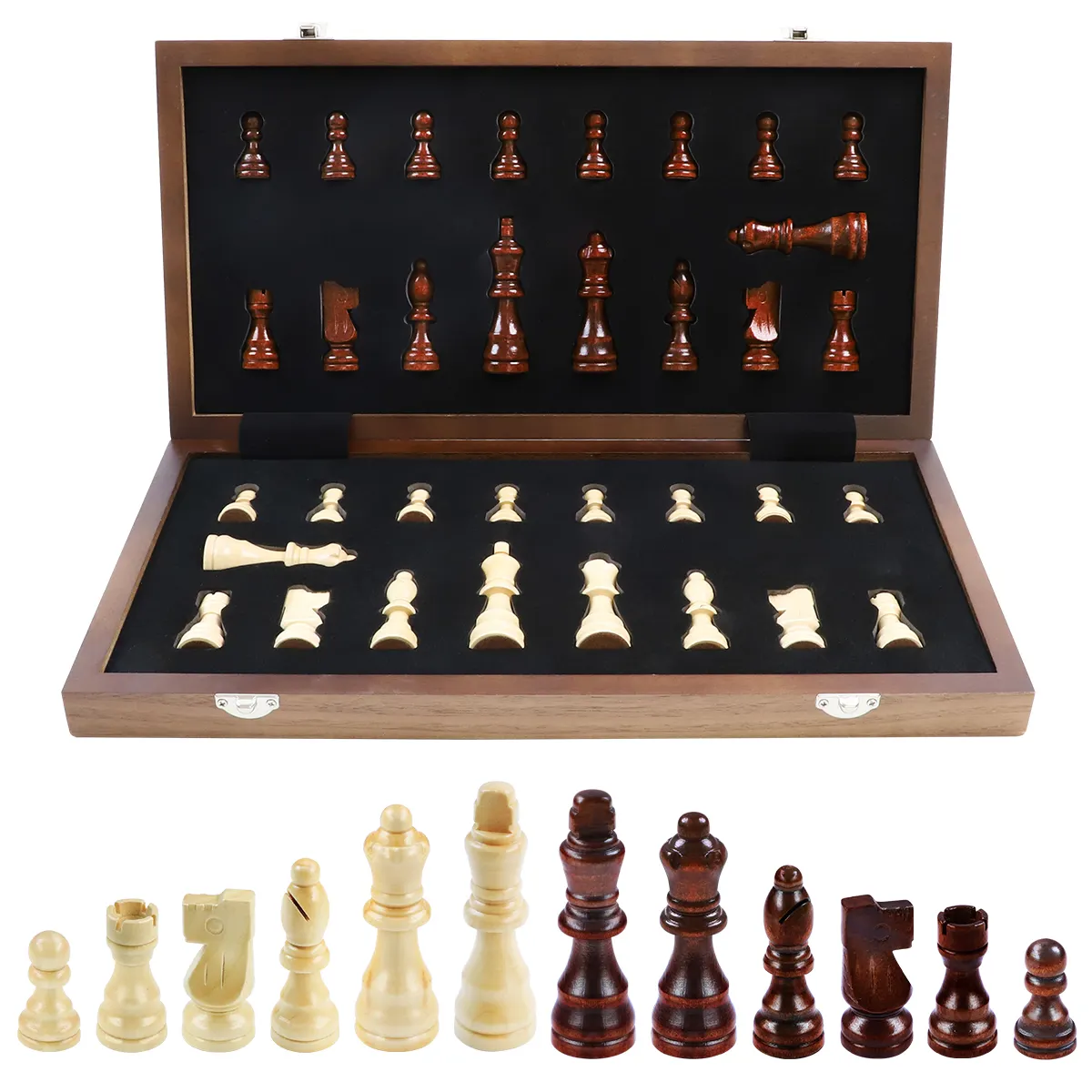 개발 게임 휴대용 마그네틱 나무 체스 세트 장난감 럭셔리 체스 판 토큰 마그네틱 체스 게임