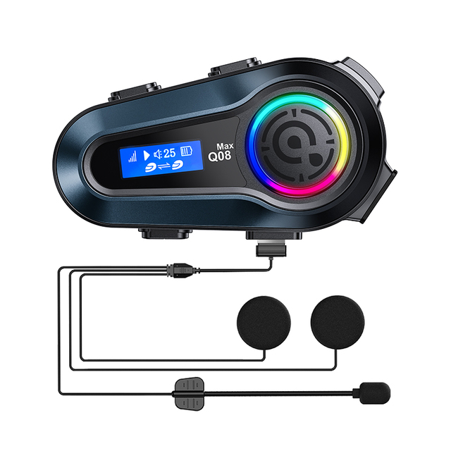 Motorcycle driver accessoriesbluetooth motorcycle intercom Q08 MAX LCD screen display dual intercom for motorcycle helmet