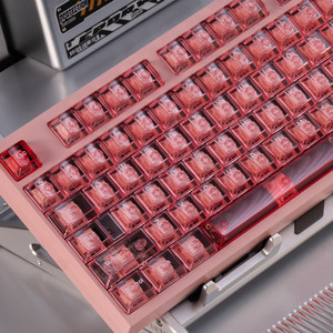 คีย์บอร์ดโปร่งใสสีชมพูเชอร์รี่โปรไฟล์ปุ่มพิมพ์ UV สำหรับเกม MX SWITCH 61/64/68/104คีย์บอร์ดเชิงกล - Product Image 6
