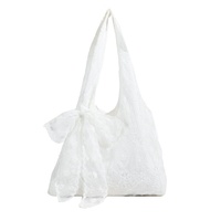 Tas Kanvas Terbuka Motif Bunga Renda Segar Musim Panas untuk Wanita Model Baru Tas Selempang Tote Bag