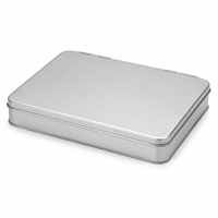 Boîte à biscuits rectangulaire plate avec couvercle à charnière, emballage métallique pour biscuits, vente en gros