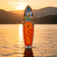 Planche de SUP gonflable tout-terrain rose en bois, taille personnalisée OEM, conception gratuite, pour lacs et rivières, en PVC/EVA