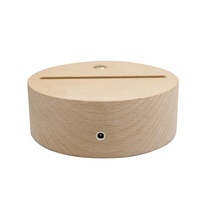 Base de lampe ronde en bois à batterie rechargeable Support de veilleuse Base de lumière LED à intensité variable pour affichage en acrylique