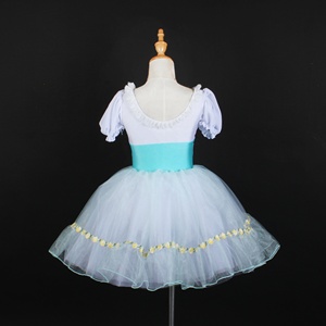 Vestido de baile azul turquesa Falda de Ballet de encaje de lentejuelas brillantes Ropa de baile Fiesta Traje lírico de princesa - Product Image 3